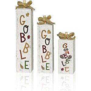 Thanksgiving Decor Indoor Wooden Sign, Turkey Decor Gobble for Rustic